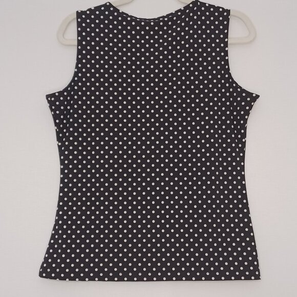 Women's Tommy Hilfiger Black & White Poka Dot Sleeveless Blouse Size Medium - Picture 2 of 9